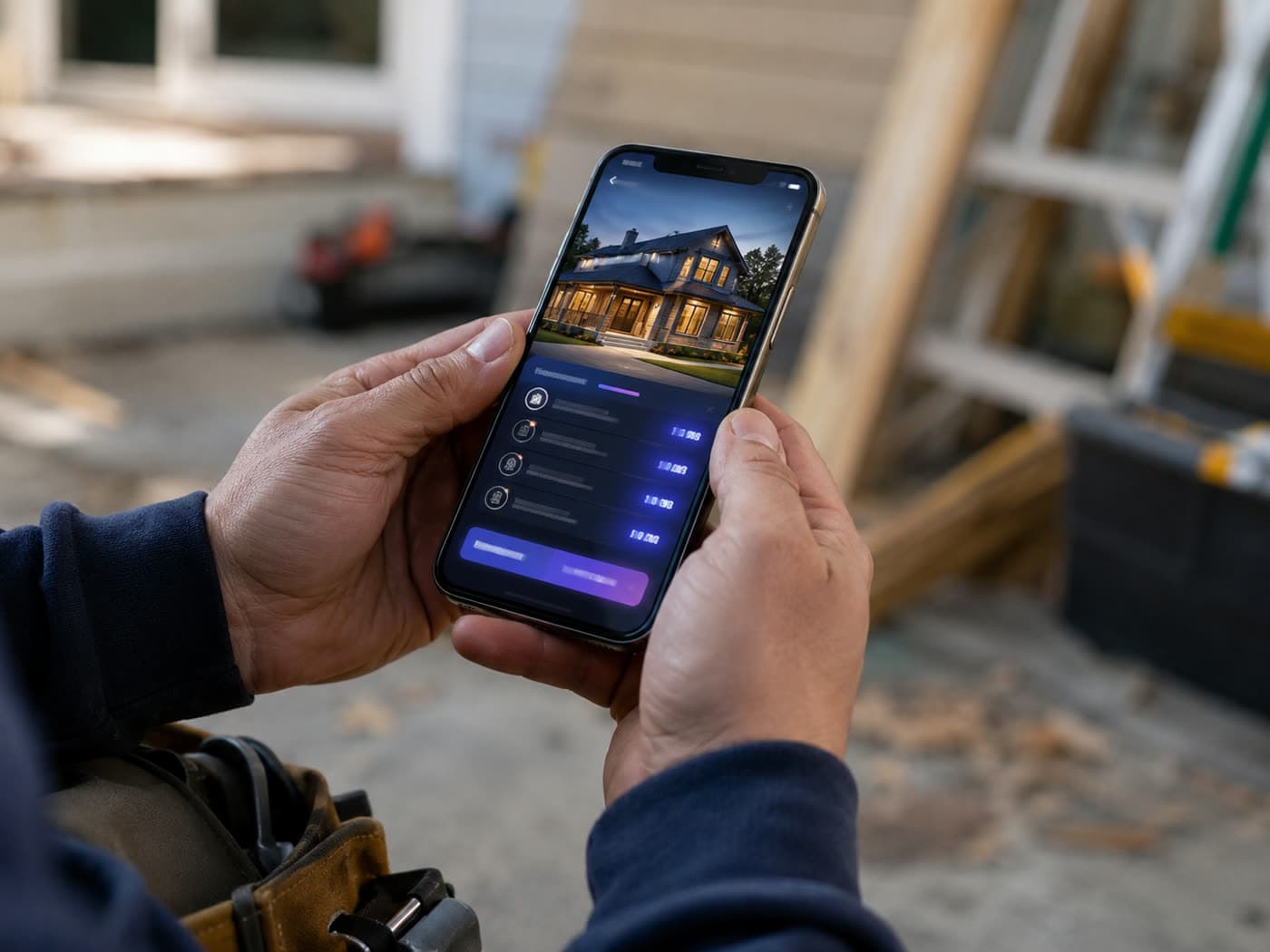 A phone showing an AI-generated itemized estimate